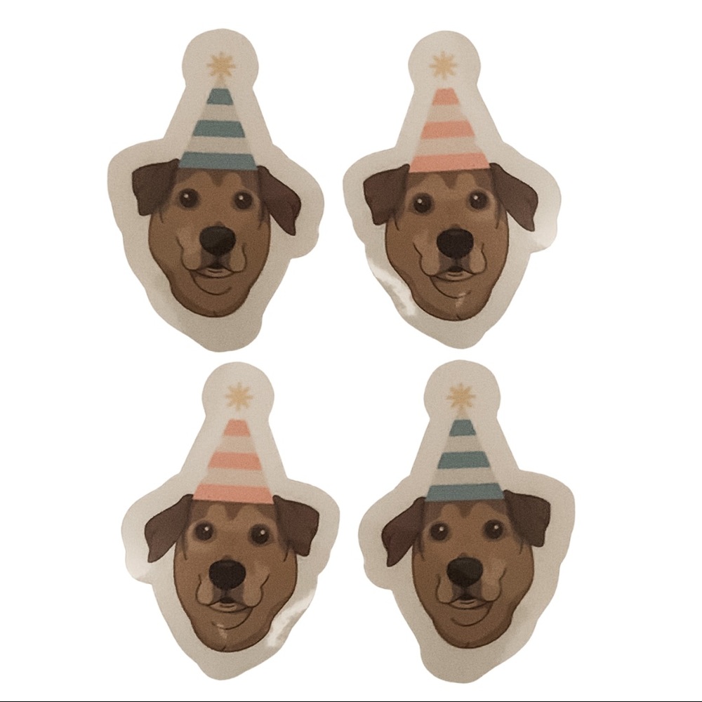 4 Happy Birthday Dog Vinyl Stickers